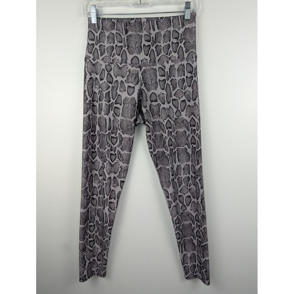 Onzie Women's Leggings M Grey White Snake Print Yoga Activewear‎ Workout Animal